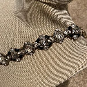 Black and silver jeweled bracelet with clasp
